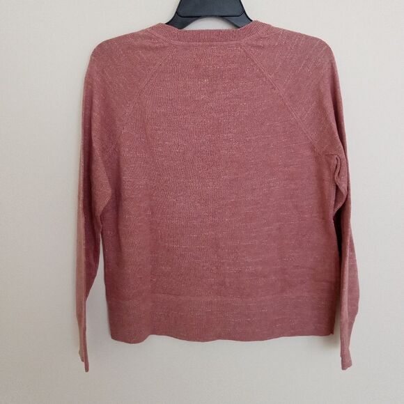 NWOT L.L. Bean Organic Cotton Slub Sweater Crew neck Sweatshirt Red Size Small - Picture 4 of 7